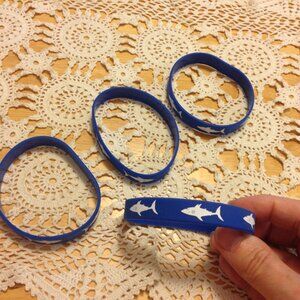 Sharks!  blue and white stretch  bracelets